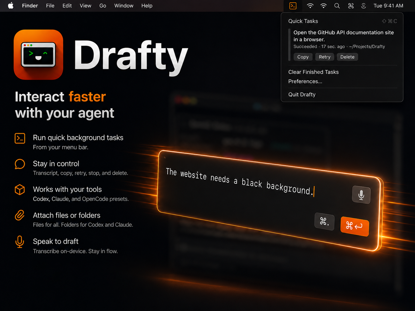 Drafty running next to a terminal
